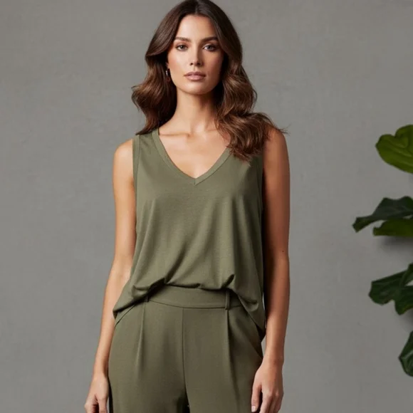 Torrid Plus Size Olive Green double V-Neck (front &back) Tank Top 5X - Picture 12 of 12